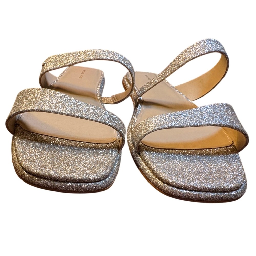 Michael Kors Jaida Flat Sandal Women's 11 Pale Gold Excellent Glitter Slide